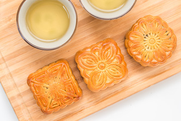 Mid-Autumn Festival moon cake on white background