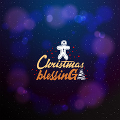 Fototapeta premium Merry Christmas typographic emblem. Vector logo handmade lettering and calligraphy, text design. Usable for banners, greeting cards, gifts etc.