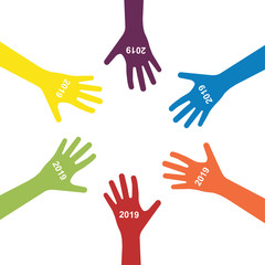 Viele bunte Hände im Kreis - 2019