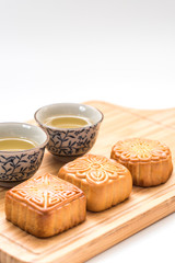 Mid-Autumn Festival moon cake on white background