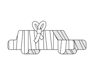 Car with bandages. Sick automobile in bandage. Auto help service