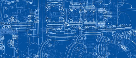 Sketch of industrial equipment. Vector