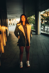 Walk on the city on a sunset