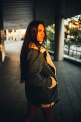 Walk on the city on a sunset