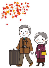 old men and women traveling in autumn - 230625214