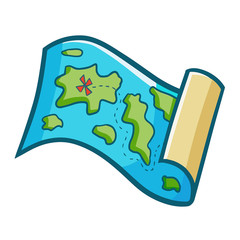 Cute and funny island map for treasure seeker - vector