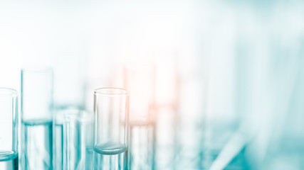 Laboratory glassware containing chemical liquid, science research,science background - obrazy, fototapety, plakaty
