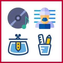 4 case icon. Vector illustration case set. pencil case and purse icons for case works