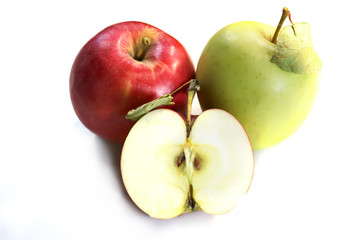 ripe apples on a white background.