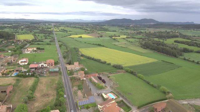Cota Brava. Drone in Ullastret, village of Girona, Catalonia,Spain