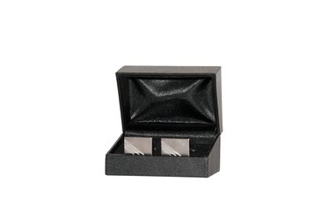 Cufflinks in a decorative box isolated