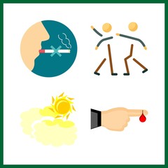 bad icon. finger harm and cloudy vector icons in bad set. Use this illustration for bad works.