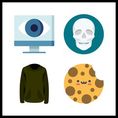 dark icon. cookie and monitoring vector icons in dark set. Use this illustration for dark works.