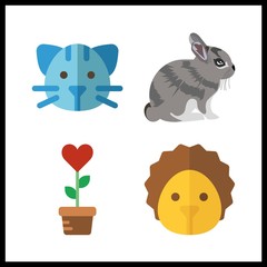 4 small icon. Vector illustration small set. cat and rabbit icons for small works