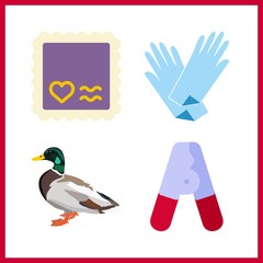 4 rubber icon. Vector illustration rubber set. stamp and pliers icons for rubber works