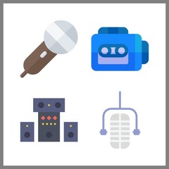 4 voice icon. Vector illustration voice set. microphone and tape recorder icons for voice works