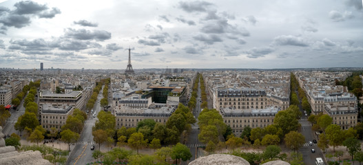 Aerial View of the Eiffel Tower in Downtown Paris