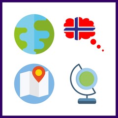 4 north icon. Vector illustration north set. planet earth and earth globe icons for north works