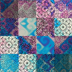 Fototapeta na wymiar Seamless background pattern. Mosaic art pattern based on Art Nouveau style. Block design of squares. Vector image.