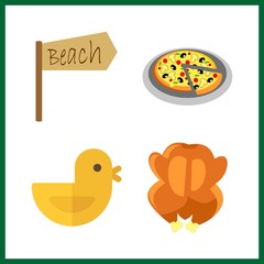 Fototapeta premium 4 meat icon. Vector illustration meat set. fried chicken and chicken icons for meat works