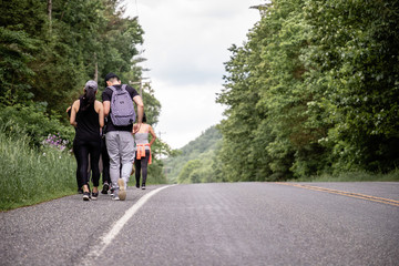 walking through a park