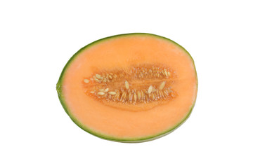 isolated cut hybrid cantaloupe honeydew melon