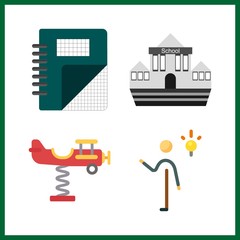 4 education icon. Vector illustration education set. invention and playground icons for education works