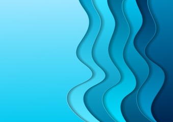 Bright blue material elegant waves abstract background