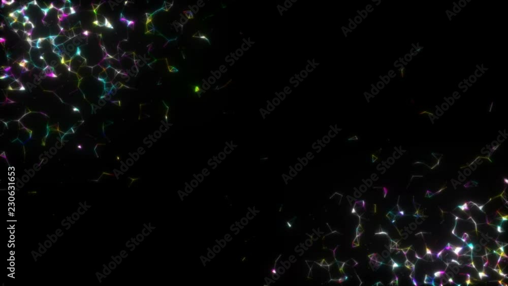 Poster multicolored segments in the corners of the screen.3d rendered abstract plexus shapes. connection an