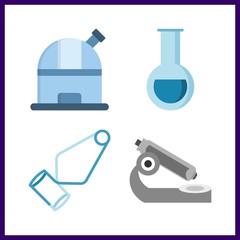 4 scientific icon. Vector illustration scientific set. test tube holder and microscope icons for scientific works