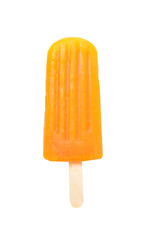 orange popsicle isolated on white background