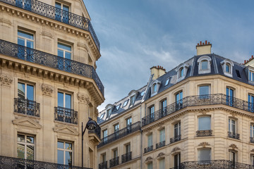 Traditional architecture of residential buildings. Paris - France.