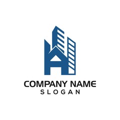 A building construction, Initial A with building concept as logo icon template for construction business etc.
