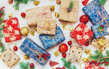 Christmas background. happy New Year. Selective focus