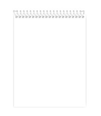 Wire bound empty white note book letter paper format vector template