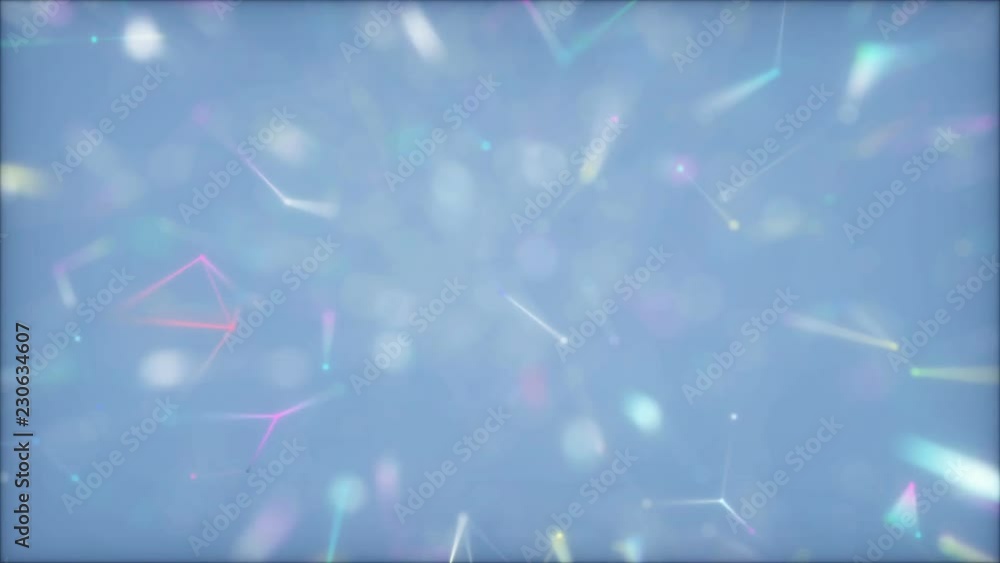 Aufkleber colored gradients appear in space.flying through abstract digital data nodes and connection paths wi