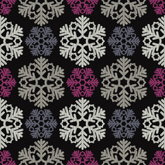 Seamless vector background with decorative snowflakes. Happy Winter! Can be used for wallpaper, textile, invitation card, wrapping, web page background.