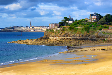 Fototapeta na wymiar Brittany atlantic coast with St Malo and Dinard towns