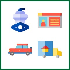 vehicle icon. trucks and car vector icons in vehicle set. Use this illustration for vehicle works.