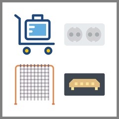 4 plastic icon. Vector illustration plastic set. usb and jungle gym icons for plastic works