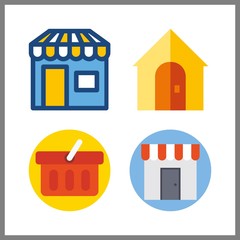 4 purchase icon. Vector illustration purchase set. shop and shopping basket icons for purchase works