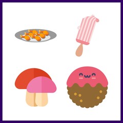 tasty icon. mushroom and chicken leg vector icons in tasty set. Use this illustration for tasty works.