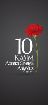 10 November, Mustafa Kemal Ataturk Death Day anniversary. Social Media Story and Flag, Flama, Roll-up Design. (TR: 10 Kasim, Atamizi Saygiyla Aniyoruz. Sosyal Medya Hikaye ve Flama Tasarimi)