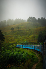 train in the misty landscape