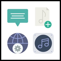 4 mobile icon. Vector illustration mobile set. internet and music file icons for mobile works