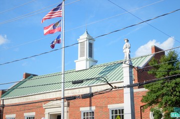 Fototapeta na wymiar flag in front of building
