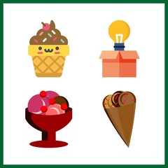 4 ball icon. Vector illustration ball set. ice cream and idea icons for ball works