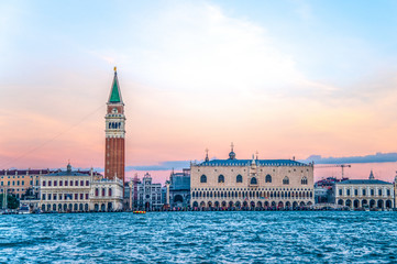 Sunset in San Marco square, Venice, Italy. Venice Grand Canal