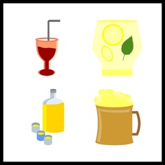 4 beverage icon. Vector illustration beverage set. beer and cocktail icons for beverage works