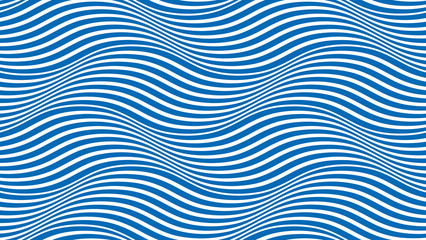 Materiał do szycia Water waves seamless pattern, vector curve lines abstract repeat tiling background, blue colored rhythmic waves.